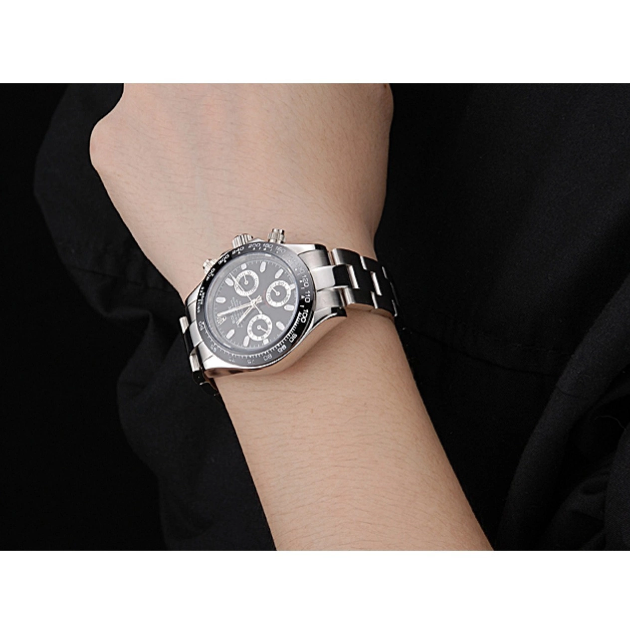Aaa replica watch Steel Daytona Black Subdials Case Stainless Rolex Stainless Steel Silver 622635 Cosmograph 0726